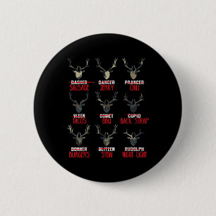 Badge Rond 5 Cm Chasseurs de cerfs drôles de Noël Tous les rennes