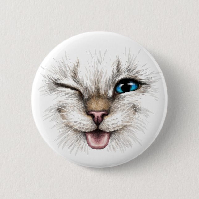 Badge Rond 5 Cm Chat (Devant)