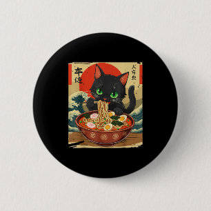 Badge Rond 5 Cm Chat Anime Mangeant Ramen Art Japonais Graphique C