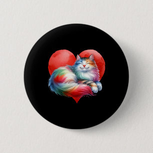 Badge Rond 5 Cm Chat arc-en-ciel mignon chaton câlin coeur kitty a