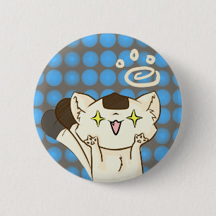 Badge Rond 5 Cm Chat Asssault d'Onigiri ! Bouton (brun)