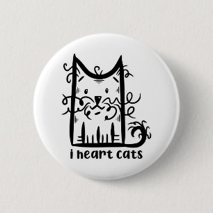 Badge Rond 5 Cm Chat aux cheveux bouclés désordonné J'adore les ch