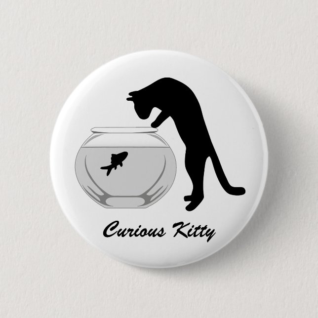 Badge Rond 5 Cm Chat avec bouton Fish Bowl (Devant)