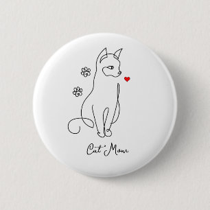 Badge Rond 5 Cm Chat avec insigne du coeur