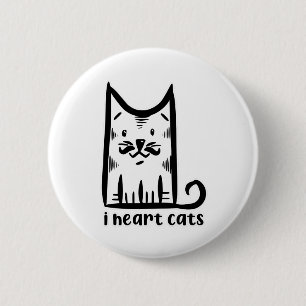 Badge Rond 5 Cm Chat avec une moustache élégante, j'adore les chat