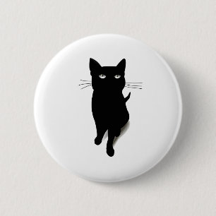 Badge Rond 5 Cm Chat Blackcat noir Chat Vecteur Feline Animette