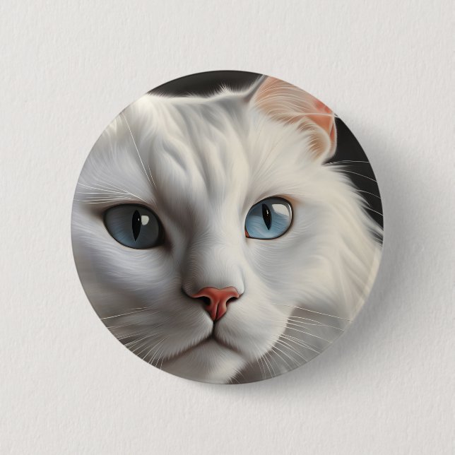 Badge Rond 5 Cm Chat blanc (Devant)