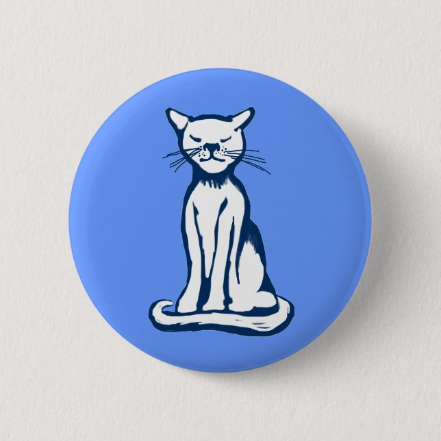 Badge Rond 5 Cm chat bleu (Devant)