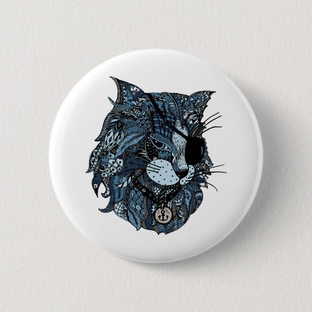 Badge Rond 5 Cm chat bleu (3) (Devant)