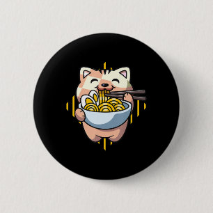 Badge Rond 5 Cm chat boba mangez ramen anime kawaii neko chat boir