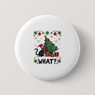 Badge Rond 5 Cm Chat Ce Chat Noir Drôle Poussant Arbre De Noël Ug
