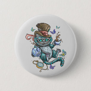 Badge Rond 5 Cm Chat Cheshire Souriant