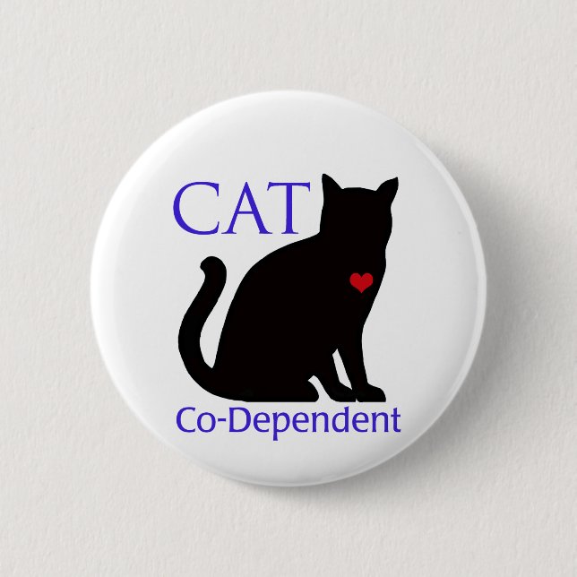 Badge Rond 5 Cm Chat Co-Dépendant (Devant)