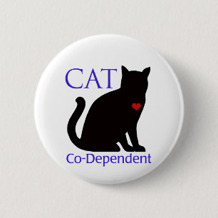 Badge Rond 5 Cm Chat Co-Dépendant