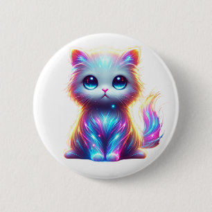 Badge Rond 5 Cm Chat coloré délice