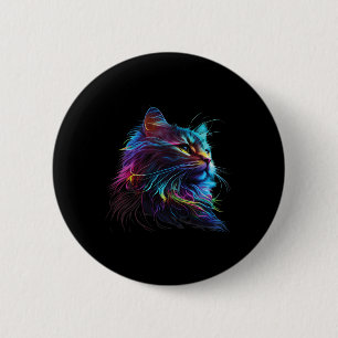 Badge Rond 5 Cm Chat Coloré Pour Les Amateurs De Kitten Art Kitty 