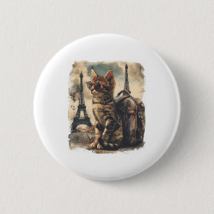 Badge Rond 5 Cm Chat compagnon de voyage