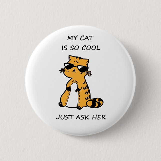Badge Rond 5 Cm Chat cool (Devant)