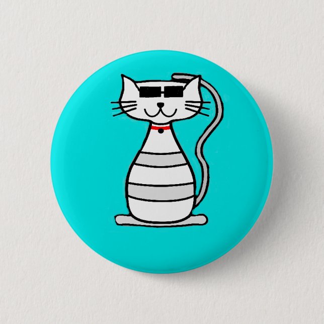 Badge Rond 5 Cm Chat cool avec lunettes de soleil (Devant)