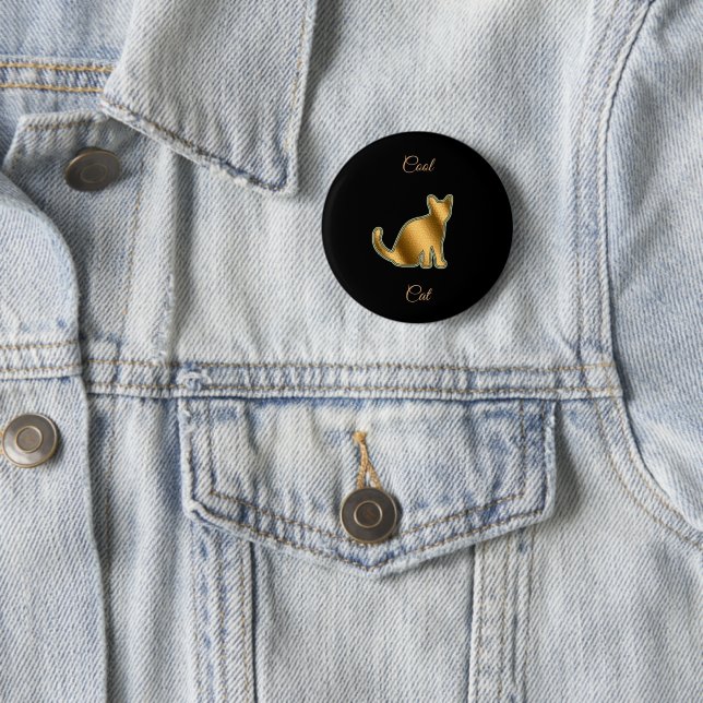 Badge Rond 5 Cm Chat cool Gold (En situation)