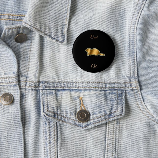 Badge Rond 5 Cm Chat cool Gold (En situation)
