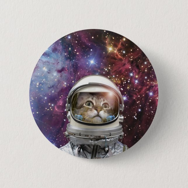 Badge Rond 5 Cm Chat Cosmonaut (Devant)