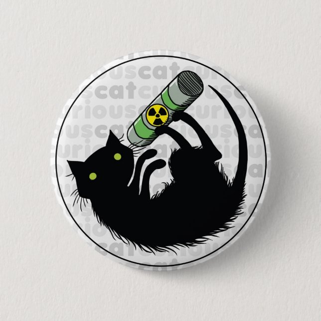 Badge Rond 5 Cm Chat curieux avec de l'uranium (Devant)