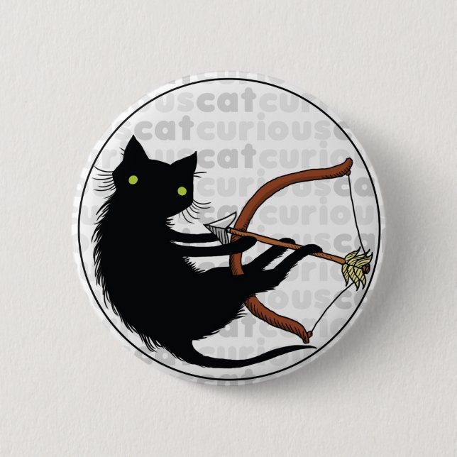Badge Rond 5 Cm Chat curieux avec l'arc (Devant)