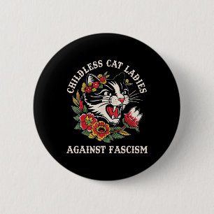 Badge Rond 5 Cm Chat Dames Contre Le Fascisme Drôle Chat Feministe