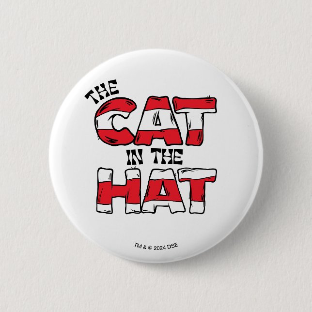 Badge Rond 5 Cm Chat dans le Casquette | Texte en bande rouge et b (Devant)