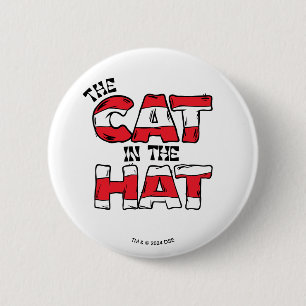 Badge Rond 5 Cm Chat dans le Casquette   Texte en bande rouge et b