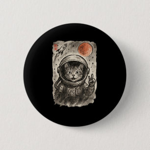 Badge Rond 5 Cm Chat d'astronaute amusant prenant Selfie Space Kit