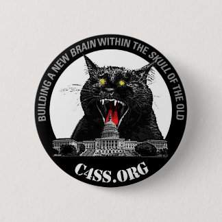 Badge Rond 5 Cm Chat de C4SS Lazer sur un bouton