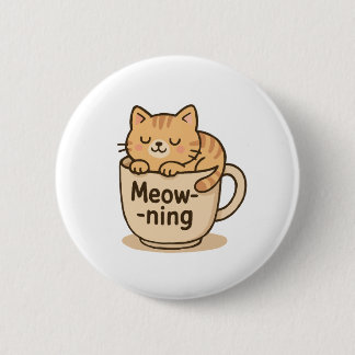 Badge Rond 5 Cm Chat de café Kawaii