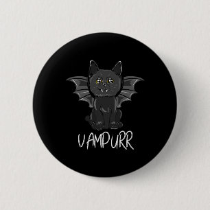Badge Rond 5 Cm Chat de chauve-souris noir Halloween Vampire Vampu