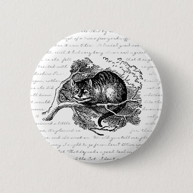 Badge Rond 5 Cm Chat de Cheshire - nous sommes tous fous ici (Devant)