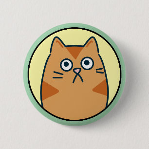 Badge Rond 5 Cm Chat de dessin animé orange drôle
