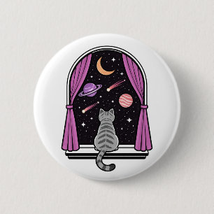 Badge Rond 5 Cm Chat de fenêtre