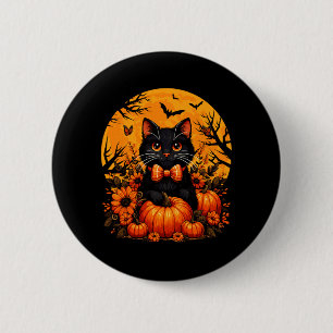 Badge Rond 5 Cm Chat de Halloween mignon chat noir rétro automne c