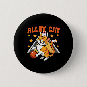 Badge Rond 5 Cm Chat de l'allée drôle de quilles de chat de jeu de