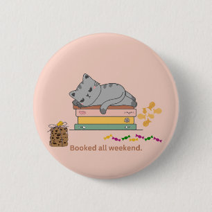 Badge Rond 5 Cm Chat de livre