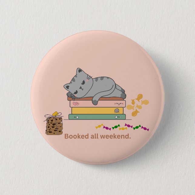 Badge Rond 5 Cm Chat de livre (Devant)