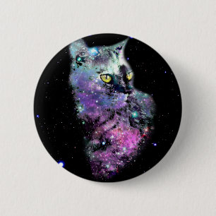 Badge Rond 5 Cm Chat de nébuleuse dans l'espace