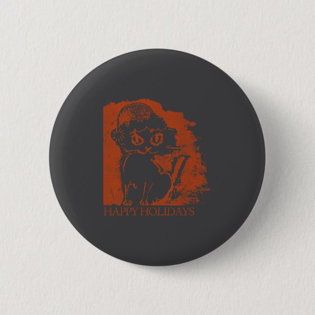 Badge Rond 5 Cm Chat de Noël  (Devant)