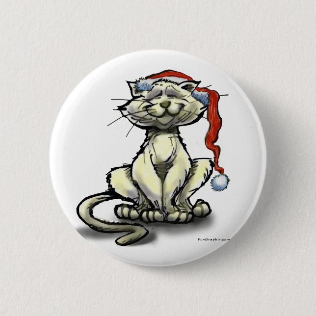 Badge Rond 5 Cm Chat de Noël (Devant)