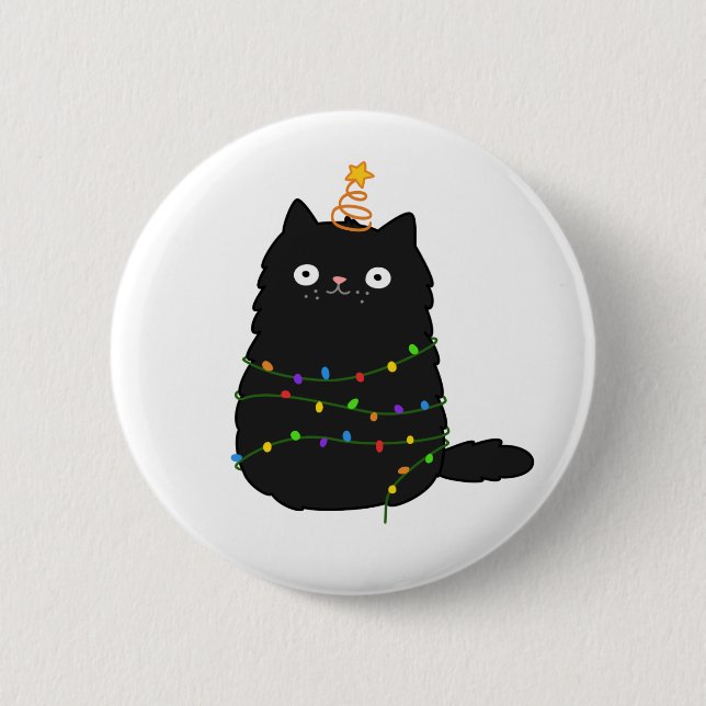 Badge Rond 5 Cm Chat de Noël Cute Kawaii (Devant)