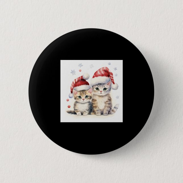 Badge Rond 5 Cm Chat de Noël mignon (Devant)