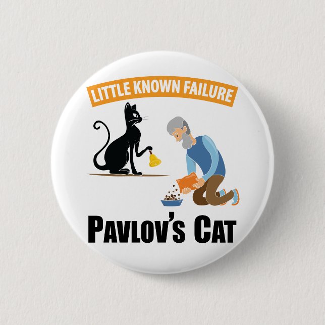 Badge Rond 5 Cm Chat de Pavlov - Psychologie drôle (Devant)