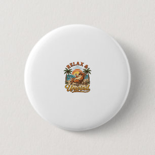 Badge Rond 5 Cm Chat de plage vintage pour se détendre et se relax