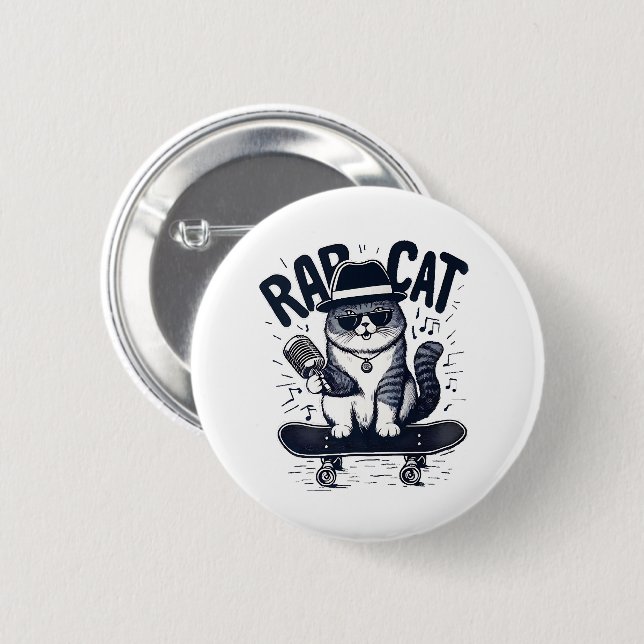 Badge Rond 5 Cm Chat de rap Harmonie (Devant & derrière)